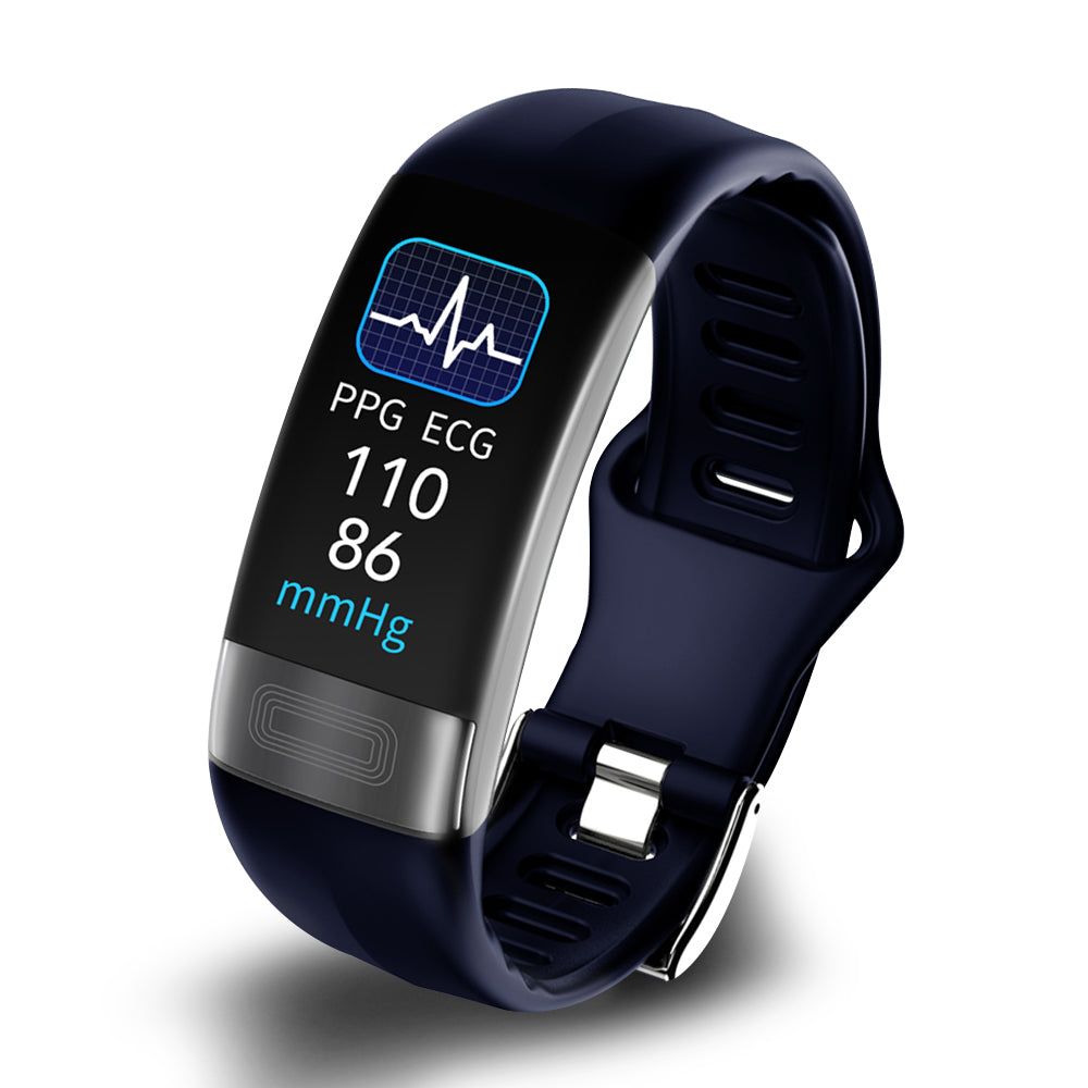 Wrist blood pressure monitor with ECG display and adjustable strap