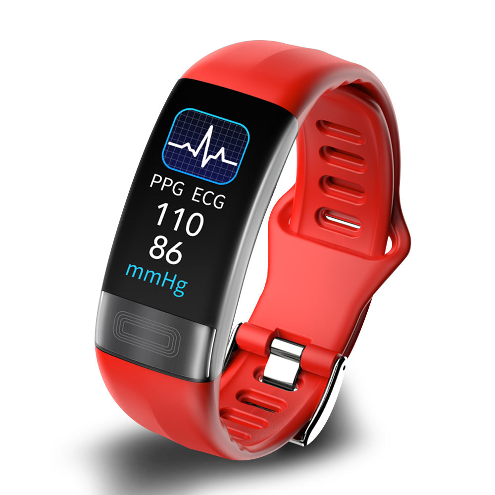 Wrist blood pressure monitor with ECG display and adjustable strap