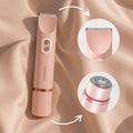 Cordless electric shaver with foil and rotary shaving heads