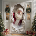 Quilted Christmas door cover with Santa design in white and red