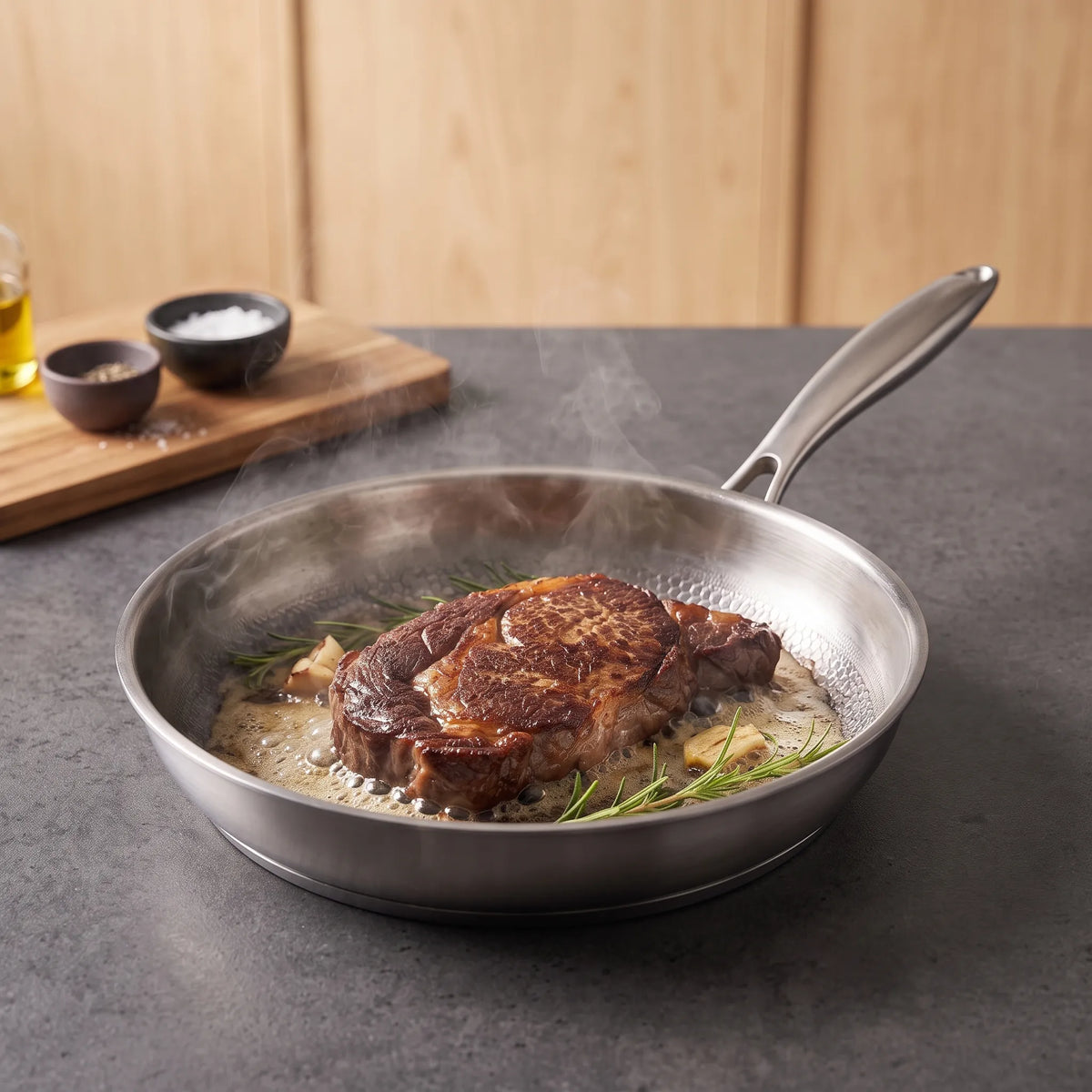 Kalvion - Textured Round Frying Pan Searing Vegetables And Meat To An Even, Golden Finish