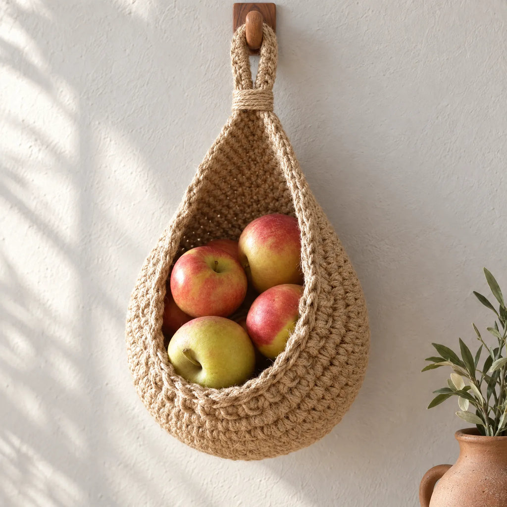 Knotwell - Woven Hanging Storage Baskets Storing Fresh Vegetables