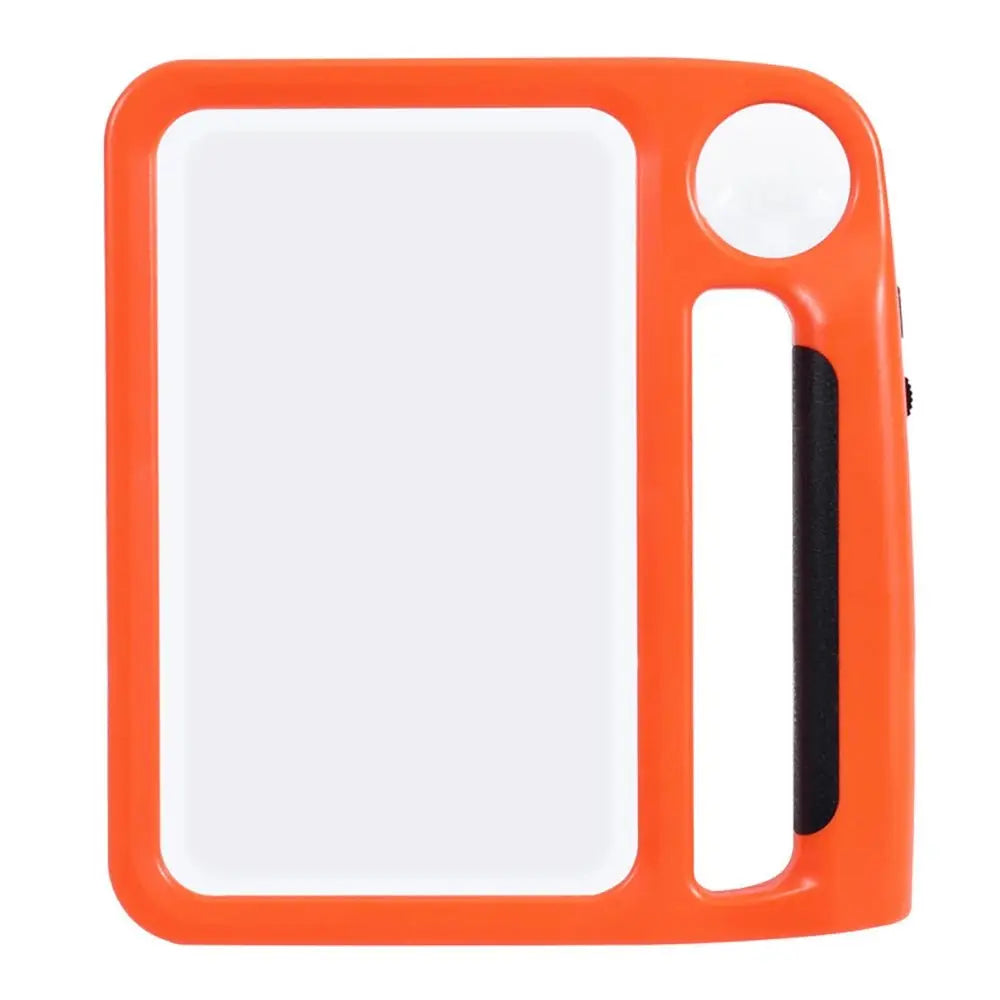 Handheld LED magnifying glass with large rectangular lens, circular lens and integrated handle