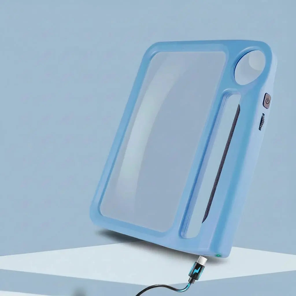 Handheld LED magnifying glass with large rectangular lens, circular lens and integrated handle