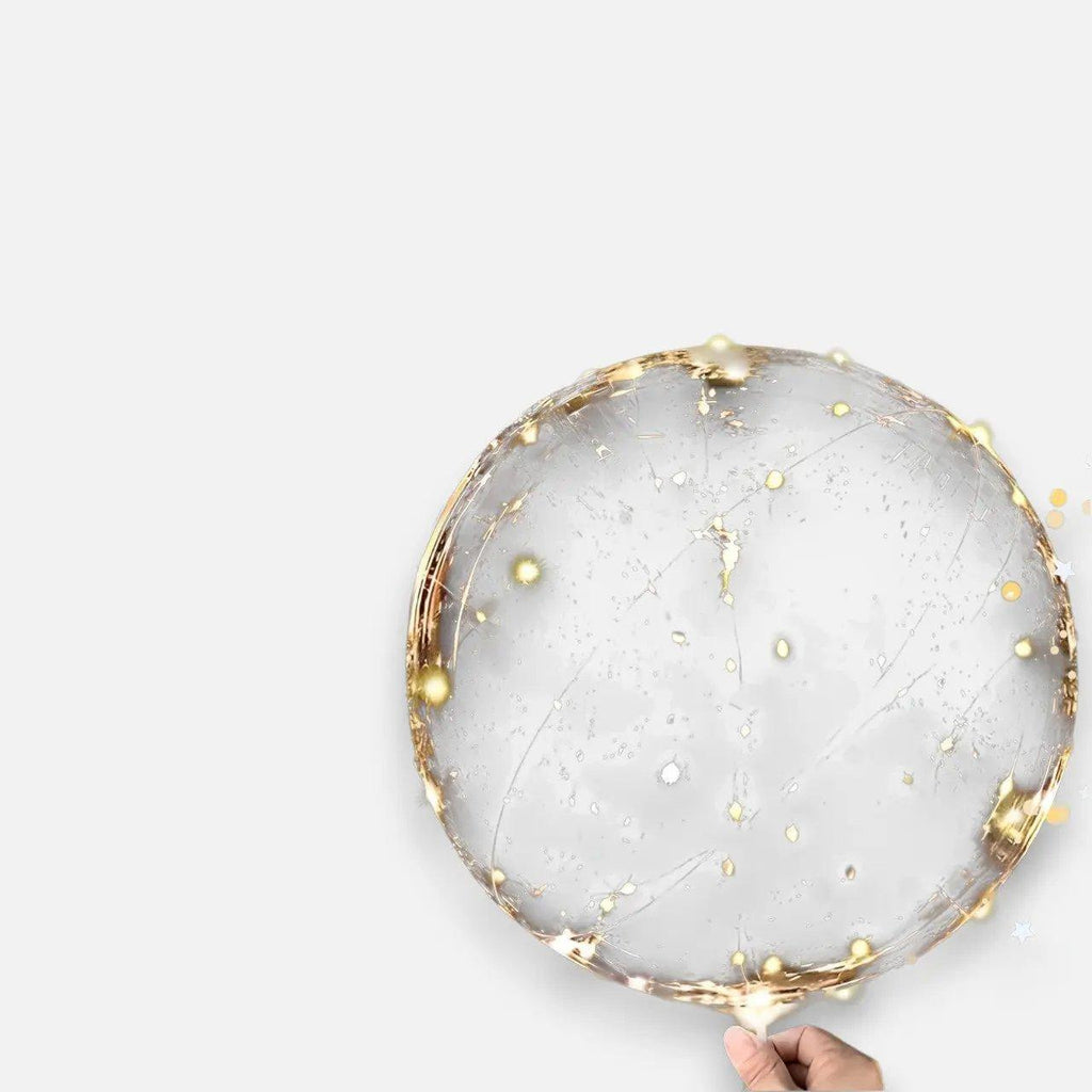 Clear balloons with warm white LED lights for party decoration