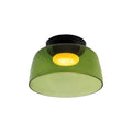 Rounded glass flush mount ceiling lamp with translucent dome shade
