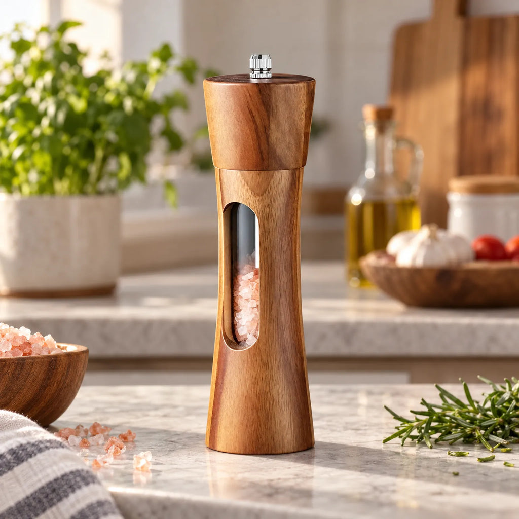 Lignum - Wooden Salt And Pepper Mills Seasoning Meals At The Table