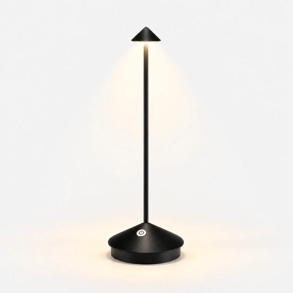 Cordless LED table lamp with slim stem and round base