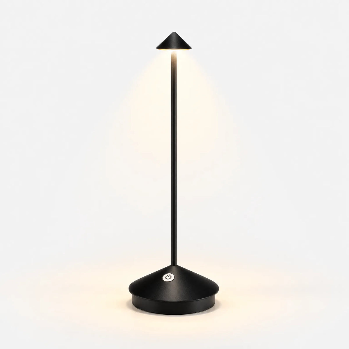 Cordless LED table lamp with slim stem and round base