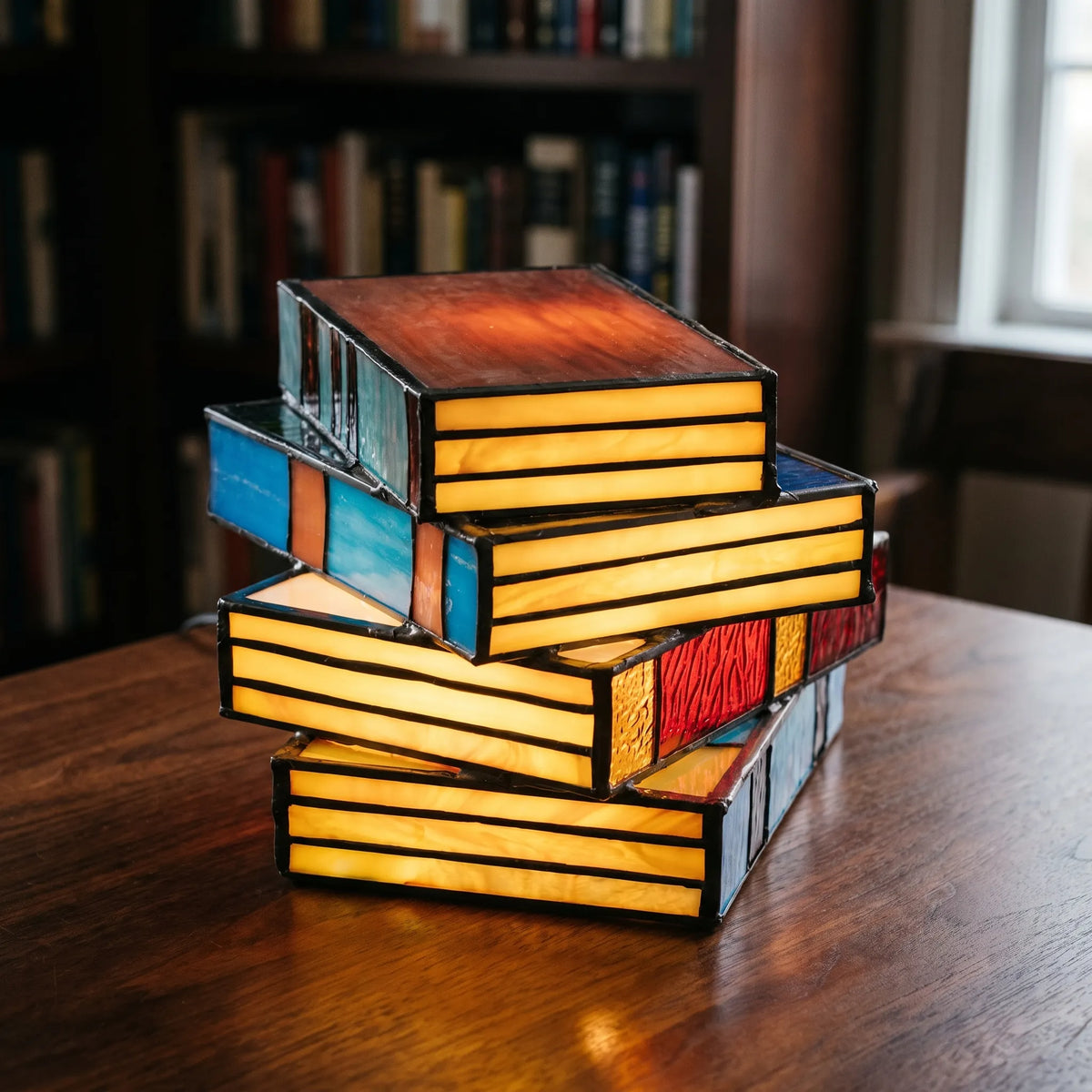 LuminaTome - Stacked Book Table Lamp Evening Reading Light