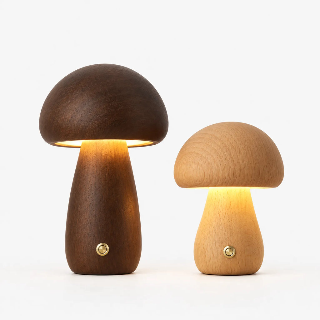 Luminawood - Wood Mushroom Table Lamp Adding Ambient Lighting