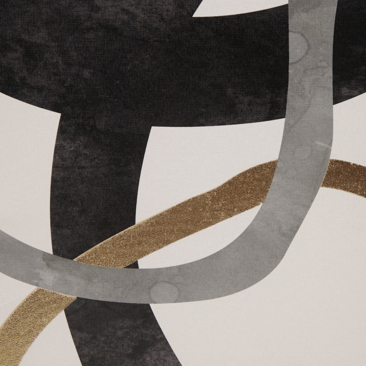 Two-piece abstract geometric framed wall art set in black, gold and grey
