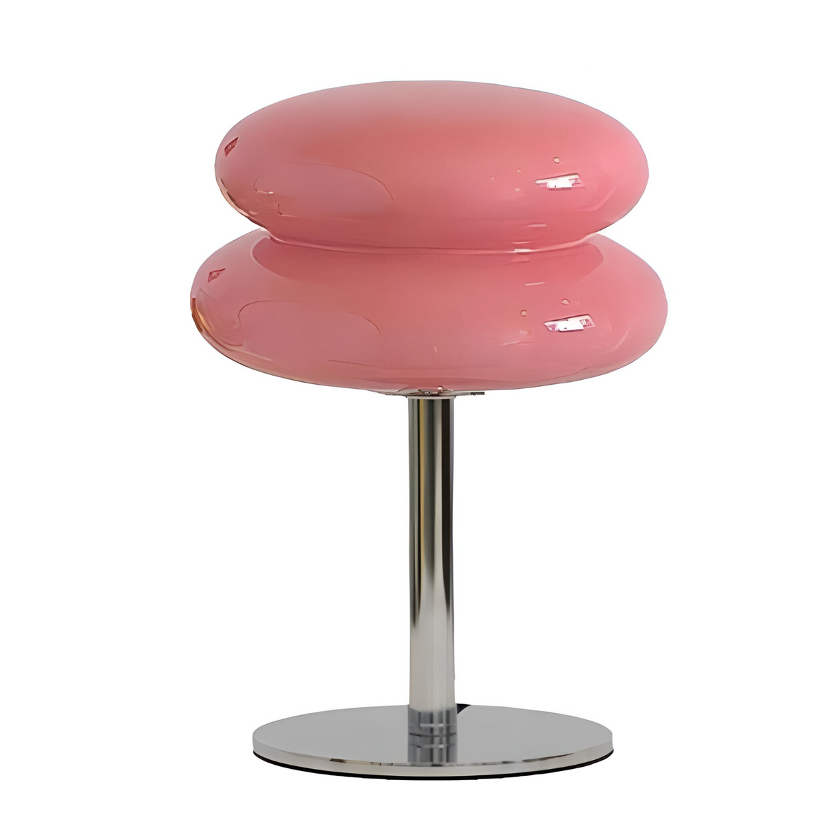 Glass table lamp with rounded two-tier shade and chrome base