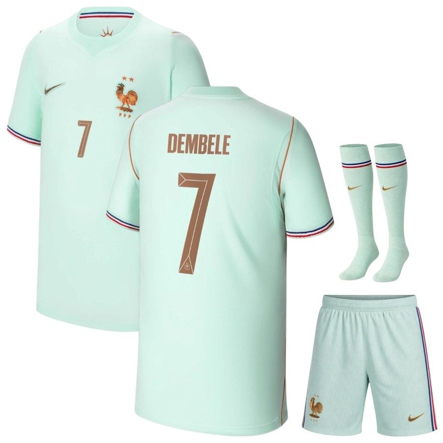 Pale green kids football kit with shirt, shorts and matching socks