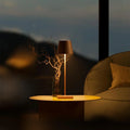 Tall dimmable table lamp with tapered shade and square base