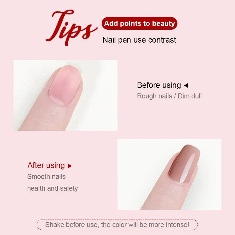 Black nail art gel pen with capped tip and multiple visible nail colour shades