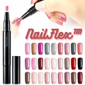 Black nail art gel pen with capped tip and multiple visible nail colour shades