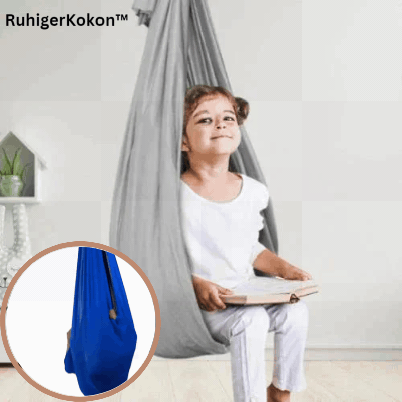 Children's hanging fabric sensory swing seat for indoor use