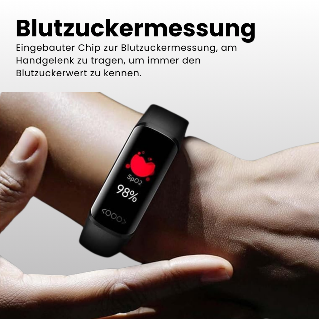 Health monitoring smartwatch with digital display and adjustable wrist strap