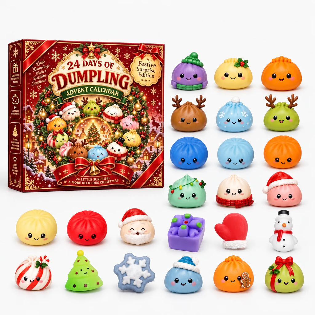 Festive dumpling soft toy advent calendar with 24 daily windows