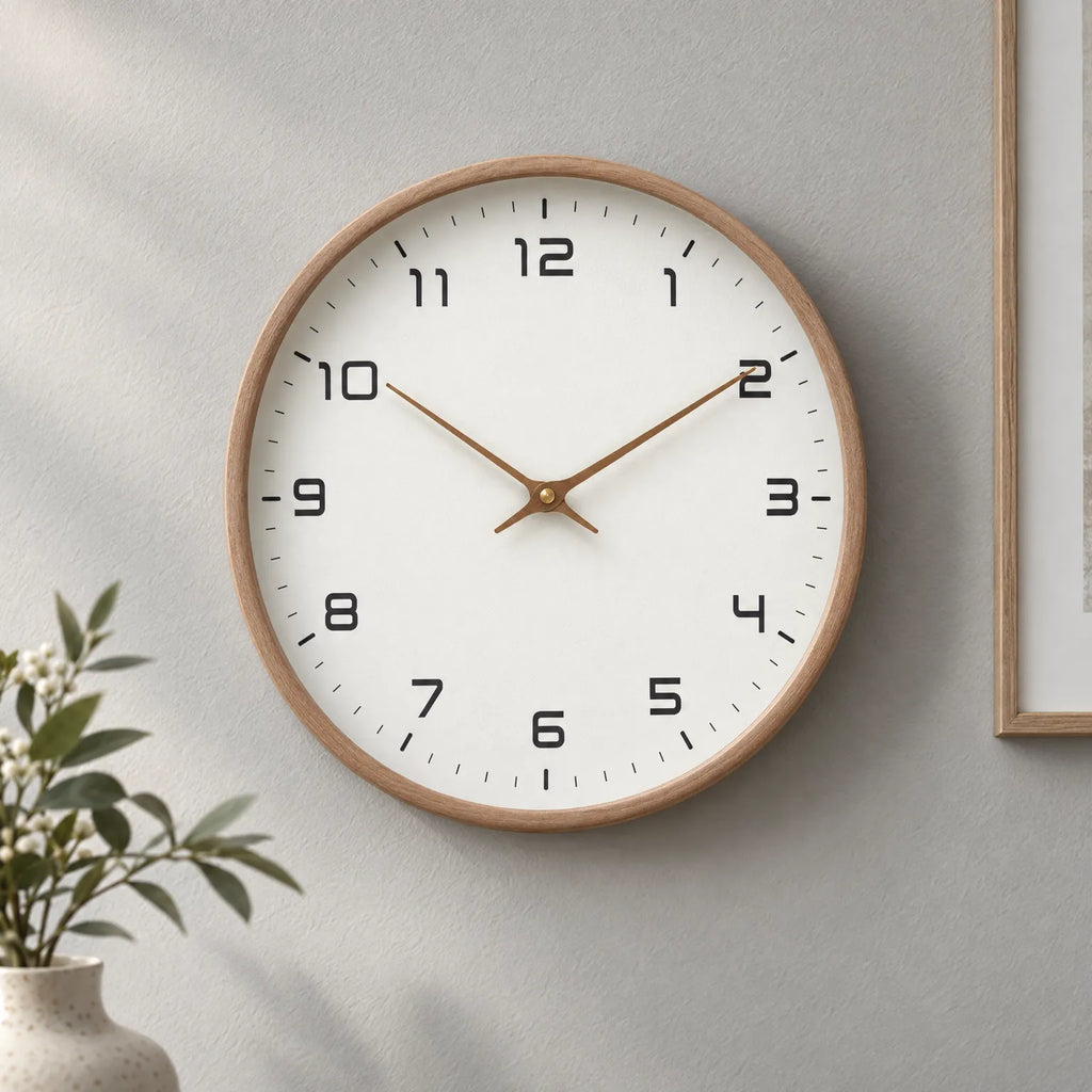Nordik - Minimalist Wooden Wall Clock Checking The Time