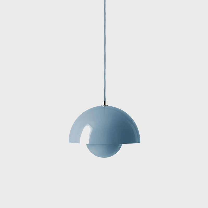 Dome pendant light with half-sphere shade and spherical diffuser