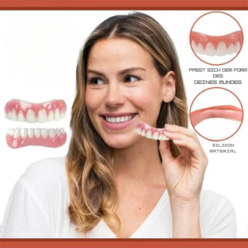 Flexible pink and white removable dental prosthesis set with clear tray