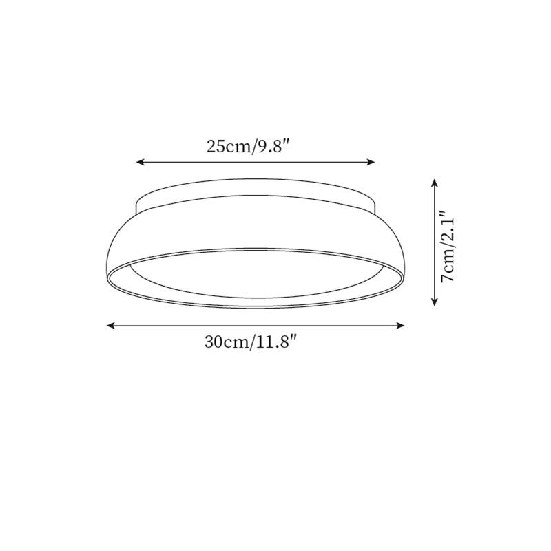 Round flush ceiling light with textured stone-effect surround and wood-effect trim