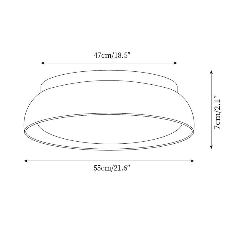 Round flush ceiling light with textured stone-effect surround and wood-effect trim