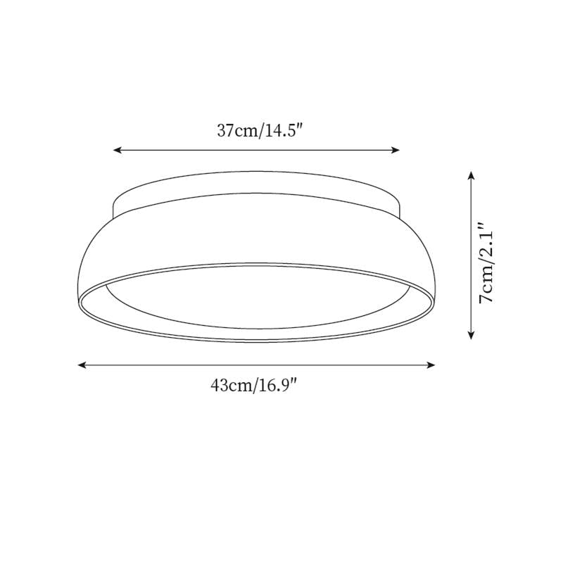 Round flush ceiling light with textured stone-effect surround and wood-effect trim