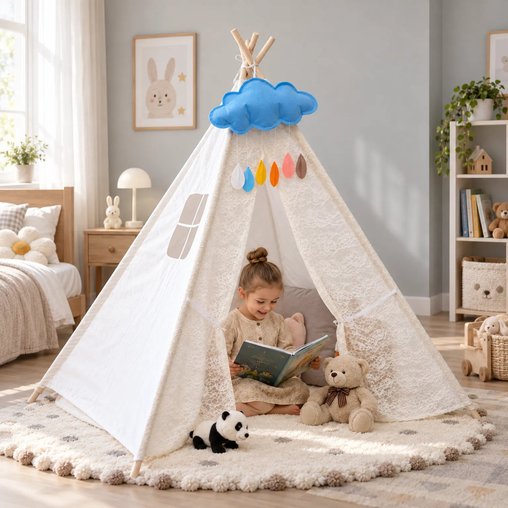 Pivari - Foldable Indoor Teepee Play Tent Setting Up An Indoor Play Area
