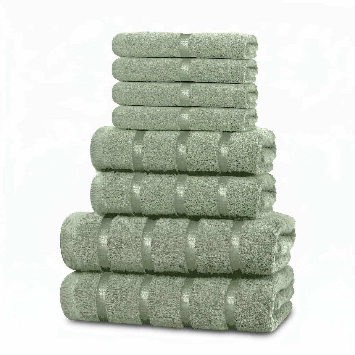 PlushLinen - Eight-Piece Matching Towel Set Drying Off