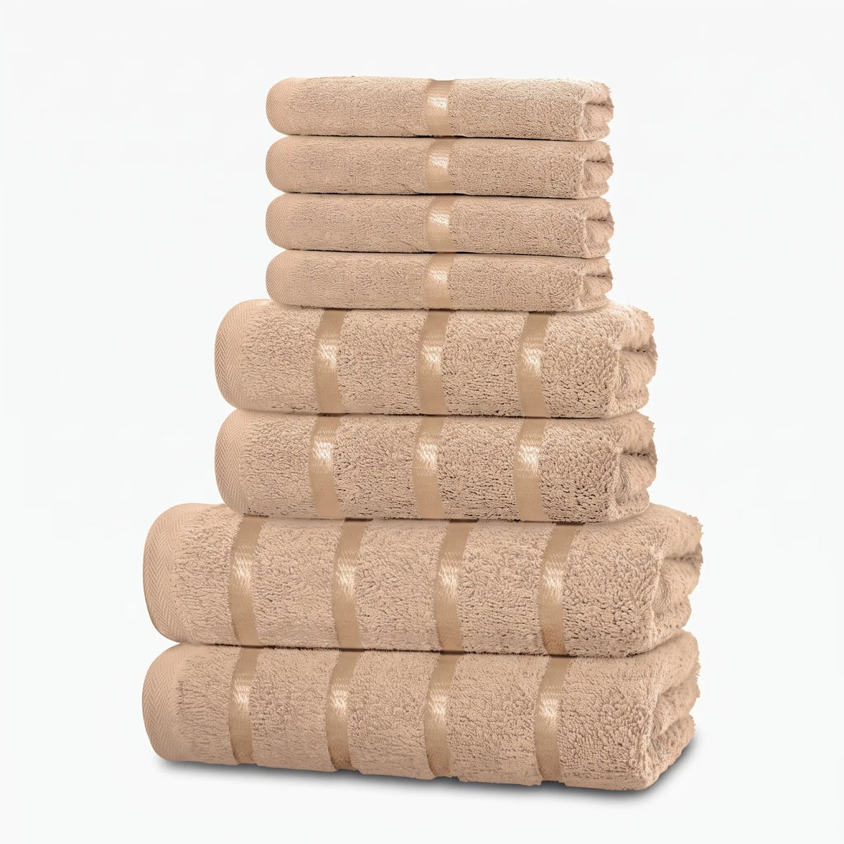PlushLinen - Eight-Piece Matching Towel Set Drying Off