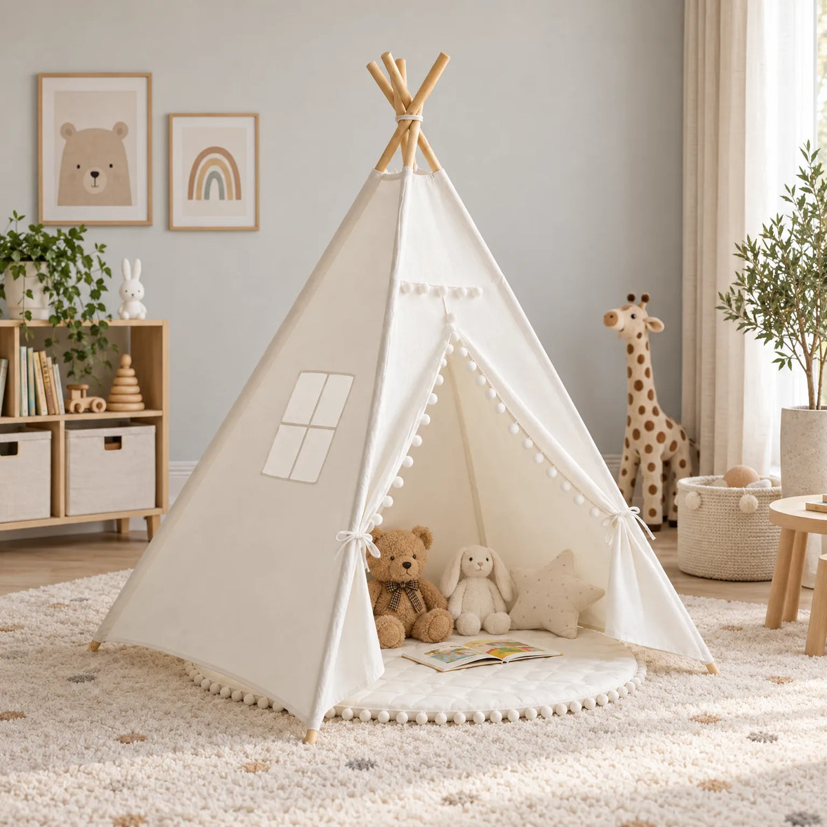 Pompico - Classic Children's Teepee Tent Setting Up Reading Corners