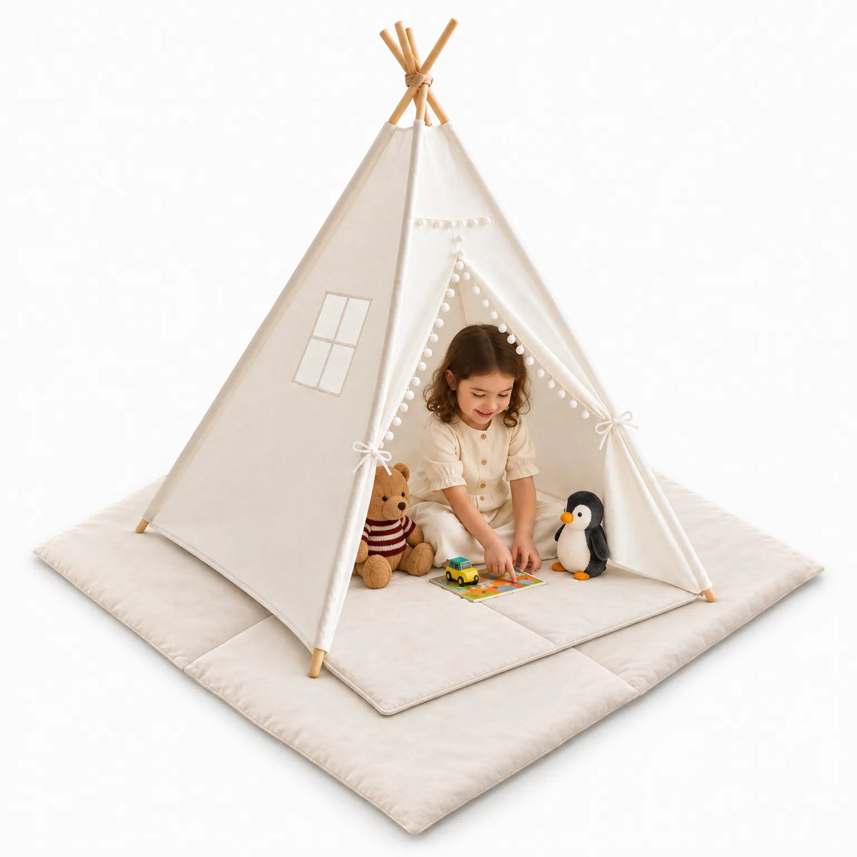 Pompico - Classic Children's Teepee Tent Setting Up Reading Corners