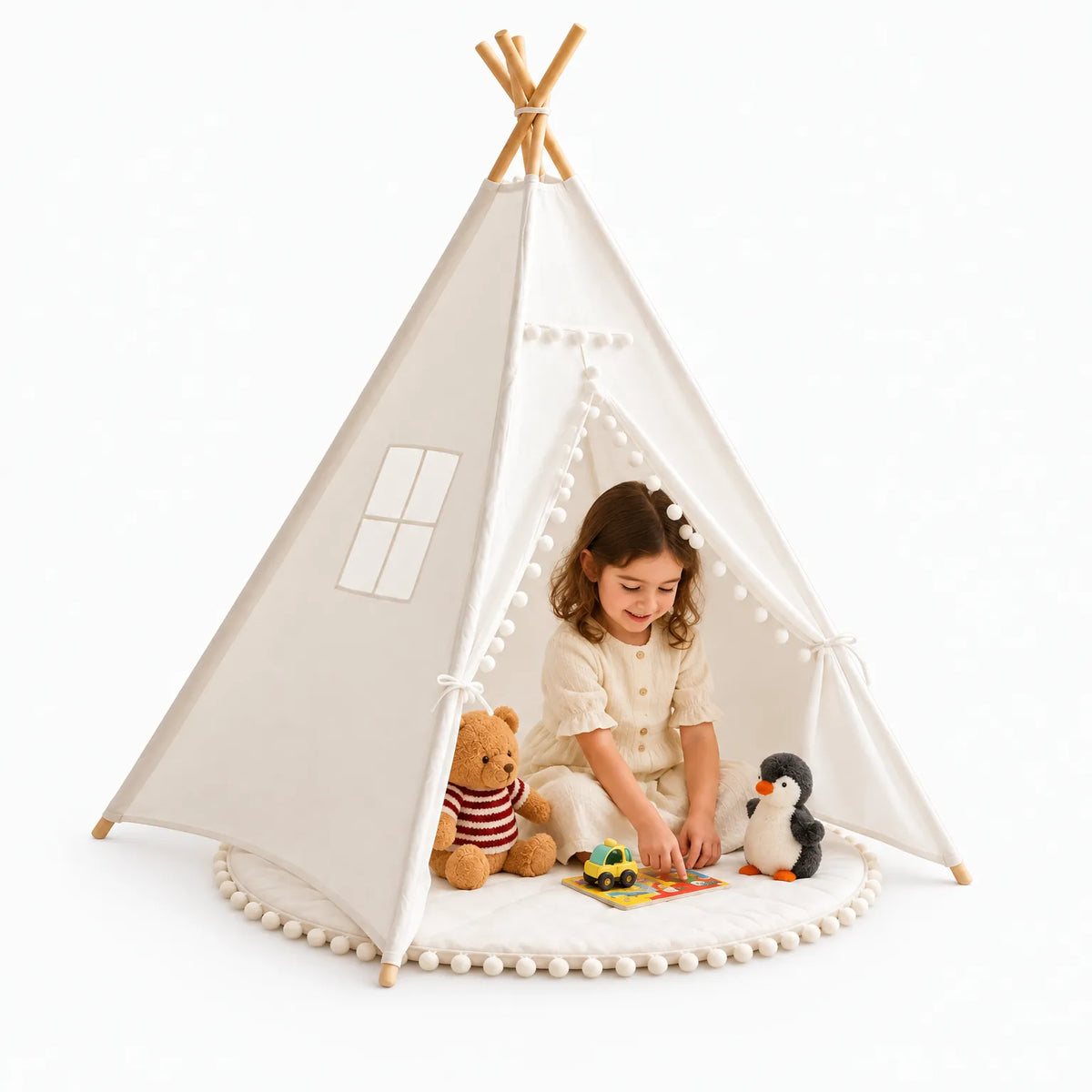 Pompico - Classic Children's Teepee Tent Setting Up Reading Corners