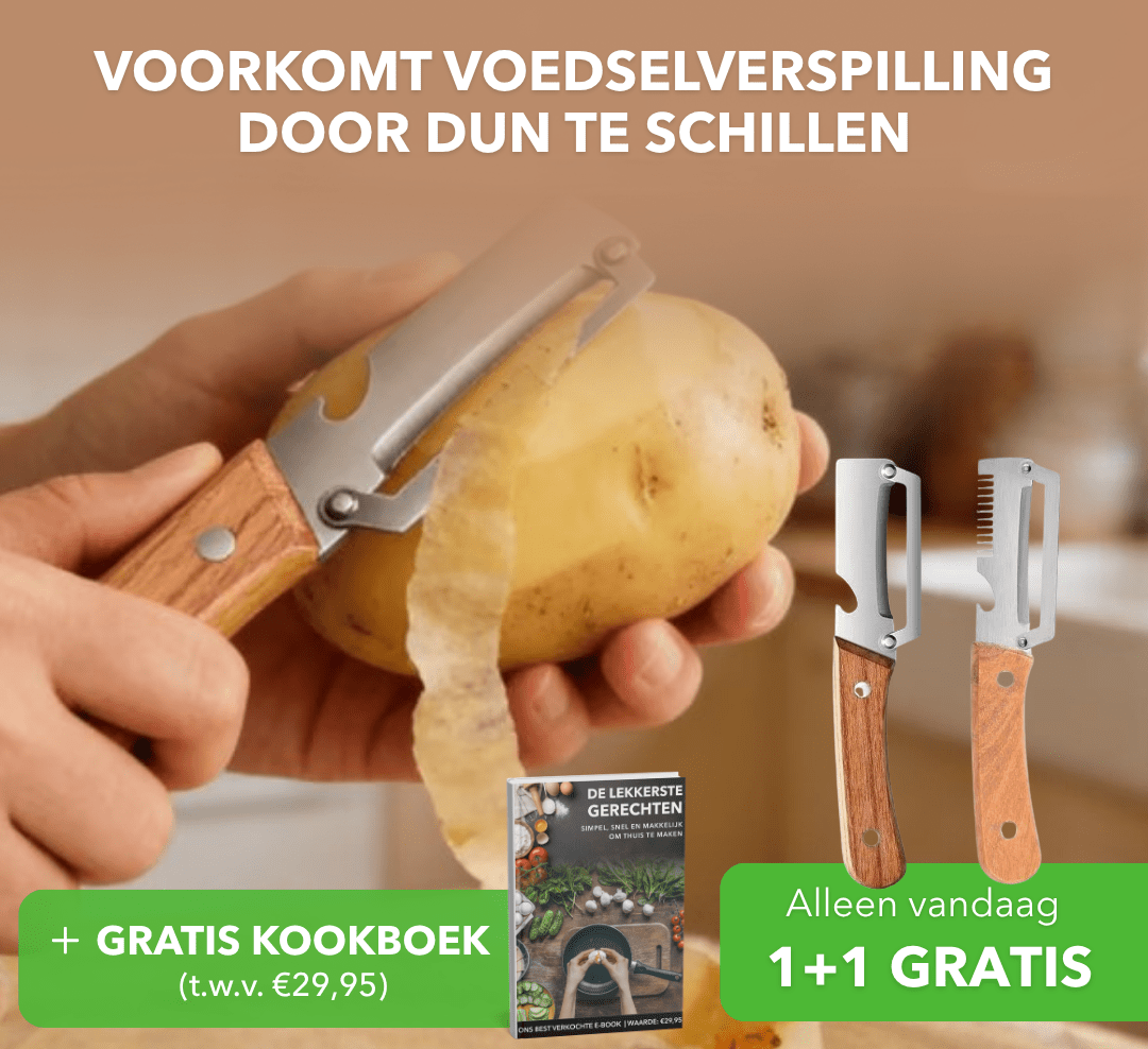Two fruit and vegetable peelers with wood-effect handles and metal blades