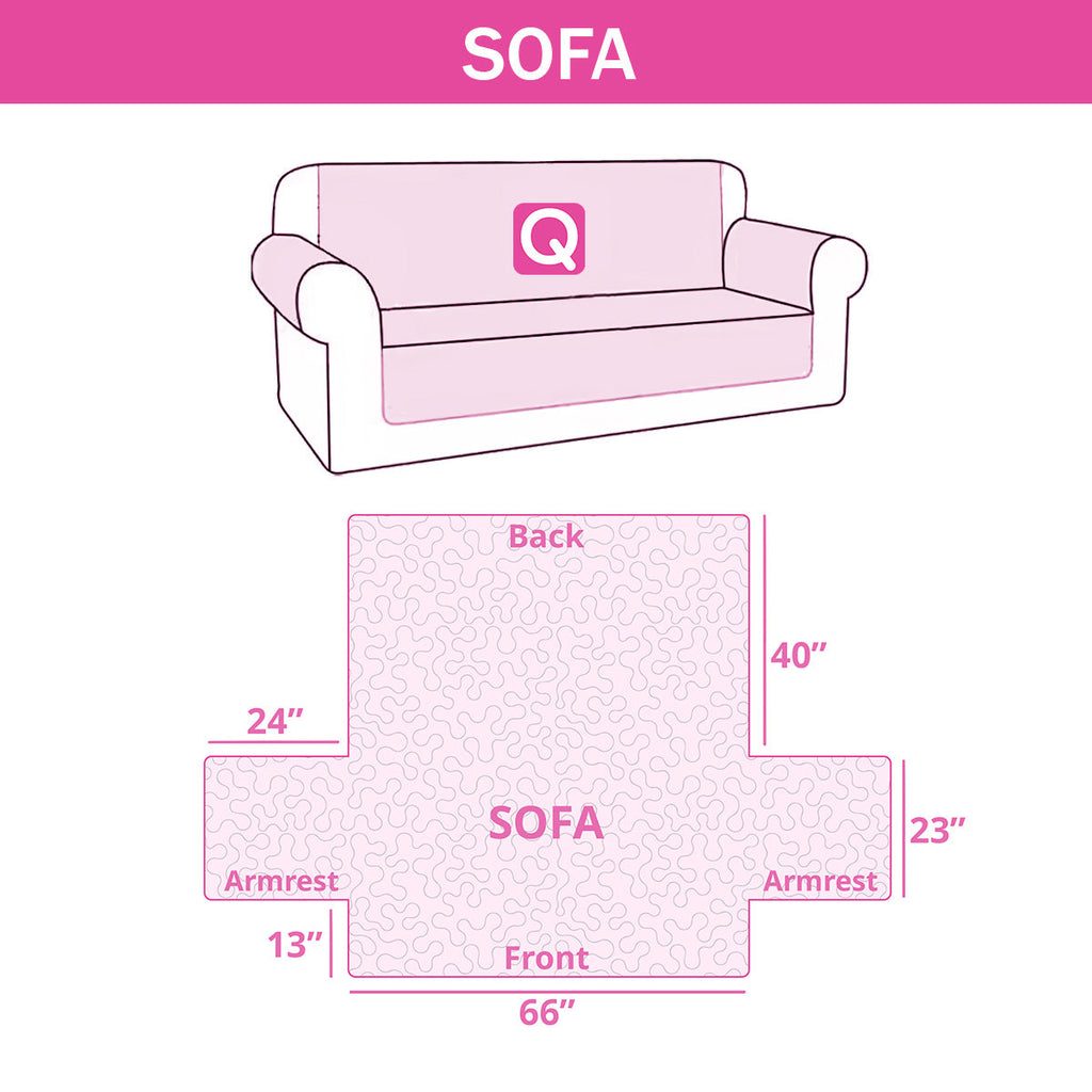 Blue red and white quilted sofa cover with paw prints and stars