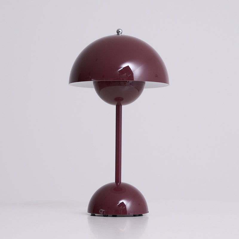 Portable dome table lamp with layered rounded shade and base
