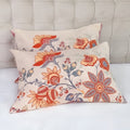 Beige floral boho pillowcases with colourful botanical pattern