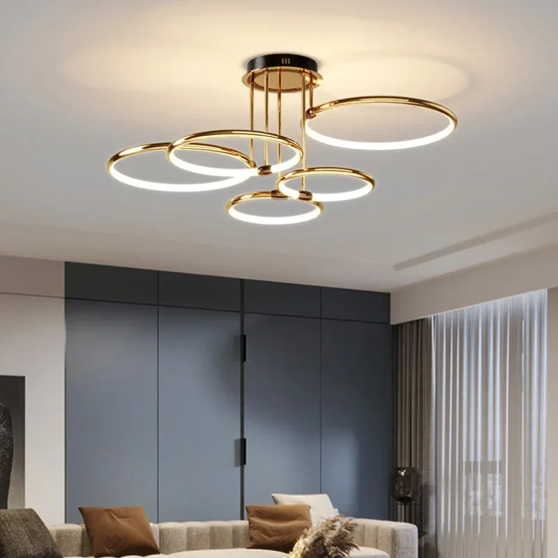 Geometric LED ceiling light with four circular rings