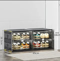 Two-tier stackable shoe storage cabinet with transparent front doors