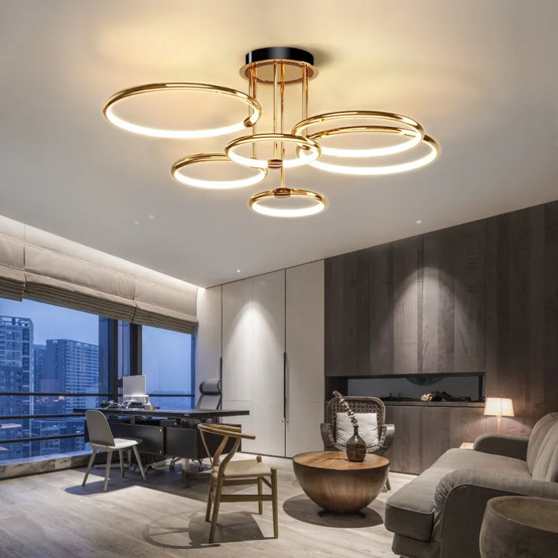 Geometric LED ceiling light with four circular rings