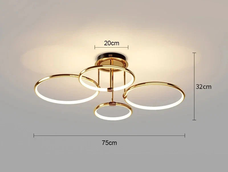 Geometric LED ceiling light with four circular rings