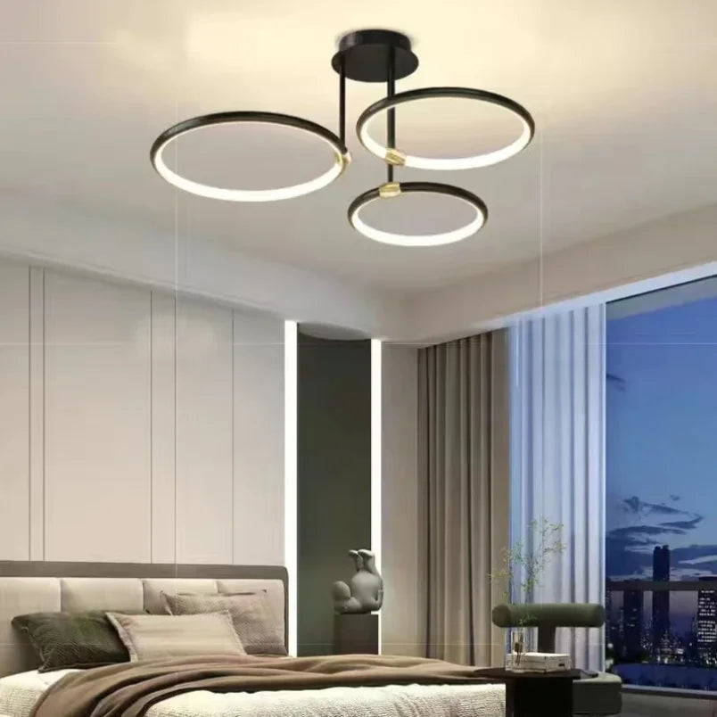 Geometric LED ceiling light with four circular rings