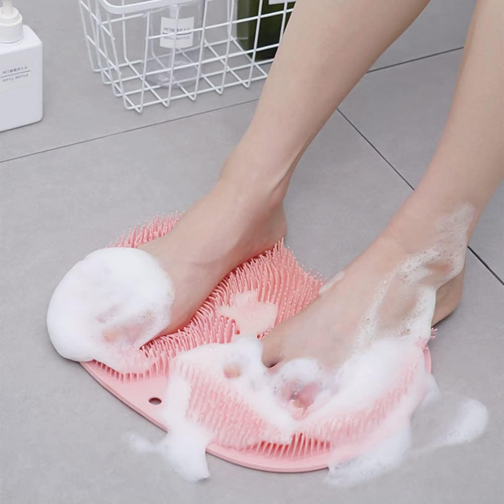 Textured handheld shower scrubber with dense bristles