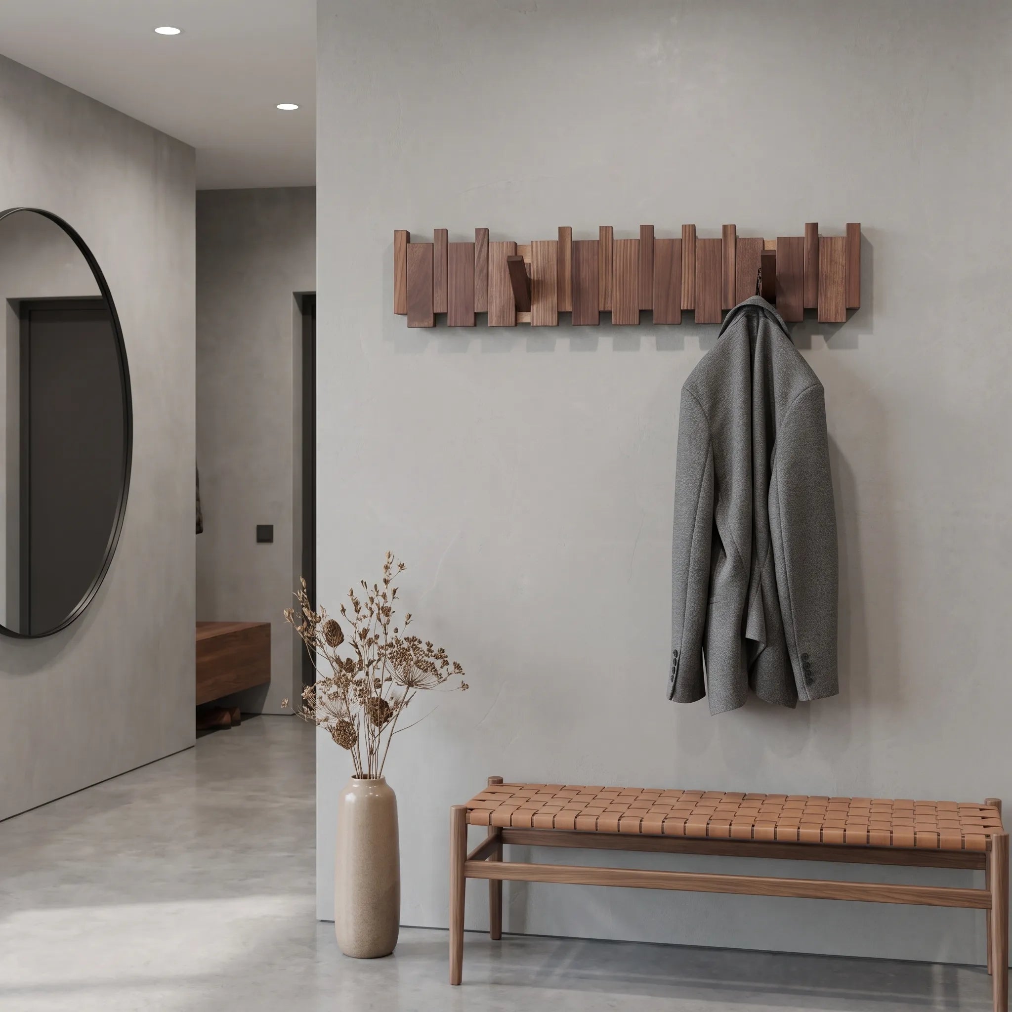 Slator - Minimalist Slatted Wall Coat Rack Hanging Daily Jackets