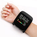 Black wrist blood pressure monitor with LCD screen and wrist cuff