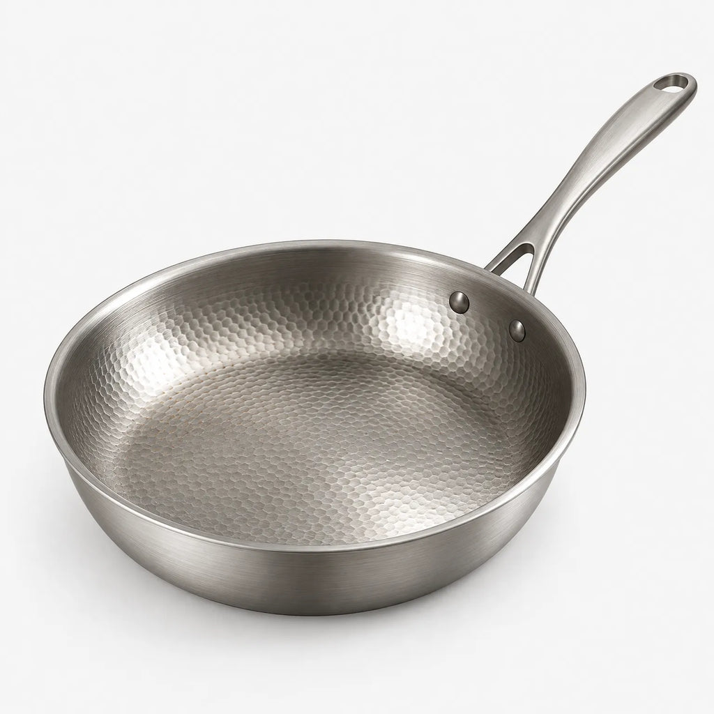 Steelexa - Uncoated Metal Frying Pan Searing Thick Steaks