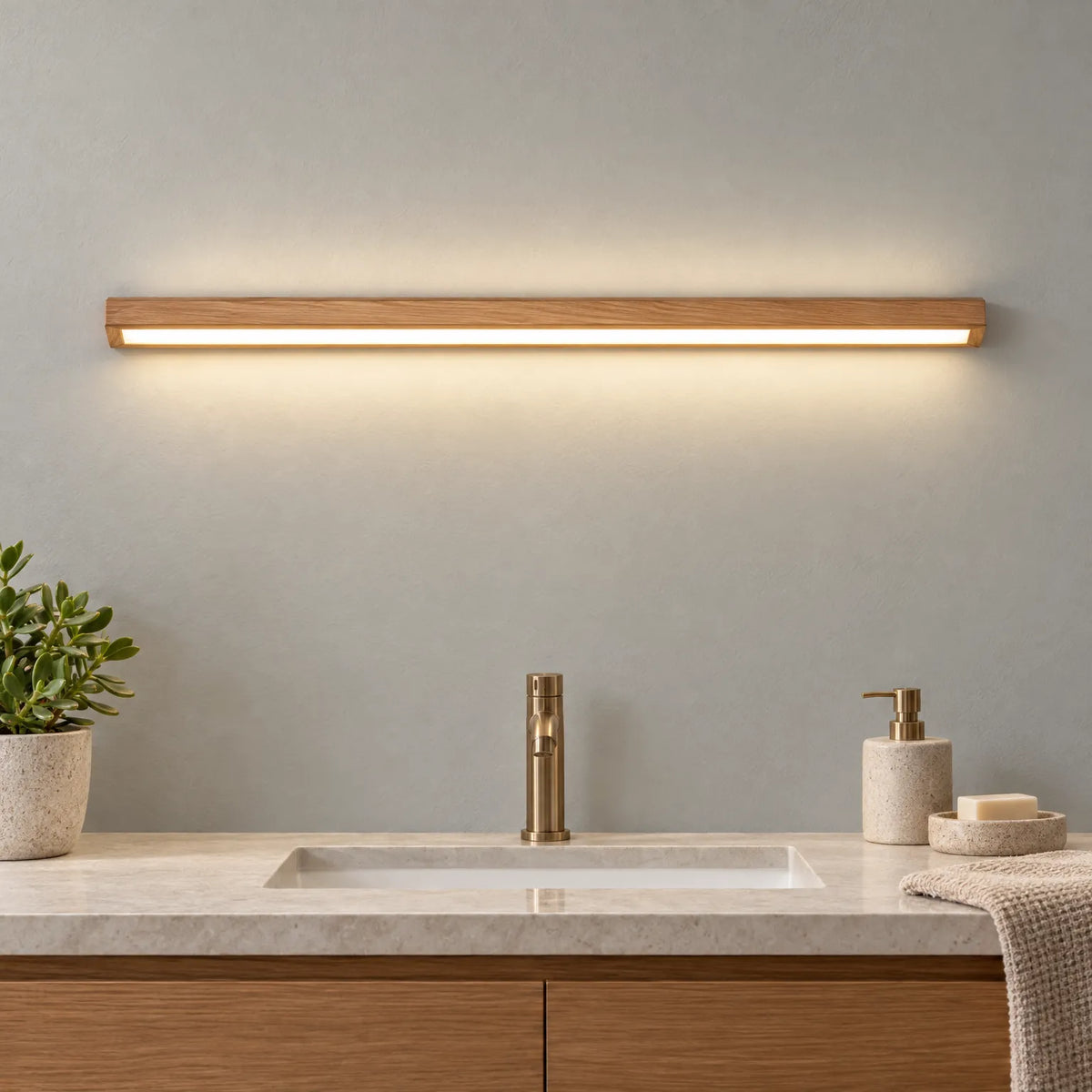 Sylvath - Linear Wooden Wall Light Illuminating Hallways